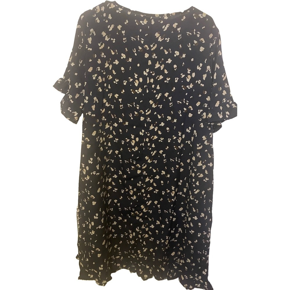 BloomChic Women's 14-16 Navy Abstract Print Ruffle Midi Dress Pockets NWT - Picture 8 of 10